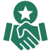 Icône d'une poignée de main représentant la confiance et des partenariats fiables.